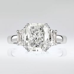 Classic Three Stone White Sapphire Radiant Cut Engagement Ring