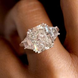 Classic Three Stone White Sapphire Radiant Cut Engagement Ring