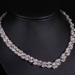 Classic Double Row Marquise Cut White Sapphire Tennis Necklace