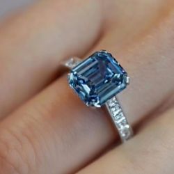 Fancy Vivid Blue Sapphire Emerald Cut Engagement Ring
