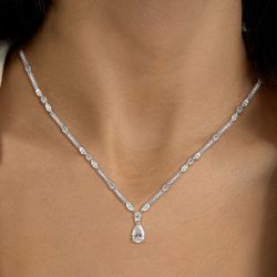 Pear & Marquise Cut White Sapphire Pendant Necklace