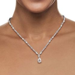 Pear & Marquise Cut White Sapphire Pendant Necklace