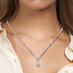 Pear & Marquise Cut White Sapphire Pendant Necklace