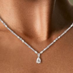 Pear & Marquise Cut White Sapphire Pendant Necklace