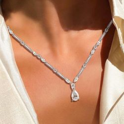 Pear & Marquise Cut White Sapphire Pendant Necklace