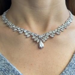 Luxury Pear & Marquise Cut White Sapphire Pendant Necklace
