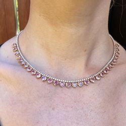 Rose Gold Heart Eyes Pink Sapphire Necklace