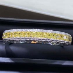 Fancy Two Tone Radiant Cut Yellow Sapphire Bracelet