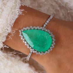 Halo Pear Cut Emerald Sapphire Bracelet