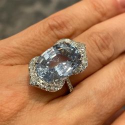 Rare One Of Kind Oval Cut Baby Blue Sapphire Engagement Ring