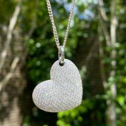 Big Pave Heart Pendant Necklace
