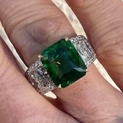 Two Tone Emerald & Marquise Cut Engagement Ring
