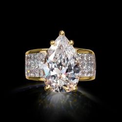 Golden Pave Shank Pear Cut Engagement Ring