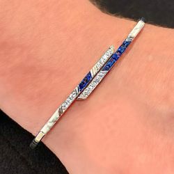 Chic Open Design Blue Sapphire Bracelet