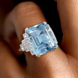 Brilliant Emerald Cut Aquamarine Sapphire Engagement Ring