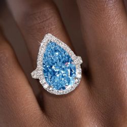 Halo Pear Cut Aquamarine Sapphire Engagement Ring