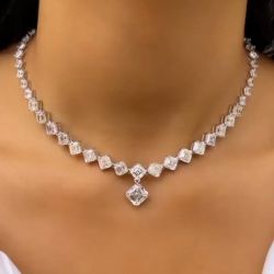 Luxury Asscher Cut White Sapphire Pendant Necklace