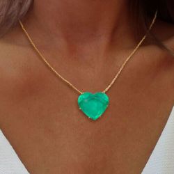 Fancy Emerald Heart Cut Pendant Necklace