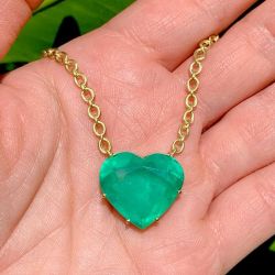 Fancy Emerald Heart Cut Pendant Necklace