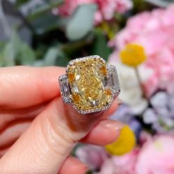 Two Tone Halo Radiant Cut Yellow Sapphire Engagement Ring