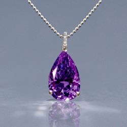 Pear Cut Amethyst Sapphire Pendant Necklace