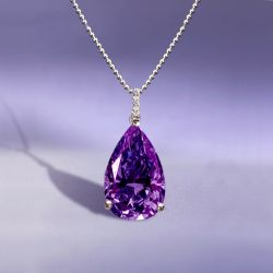 Pear Cut Amethyst Sapphire Pendant Necklace