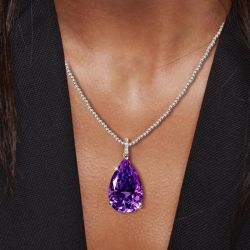 Pear Cut Purple Sapphire Pendant Necklace
