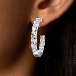 Classic Cushion Cut White Sapphire Hoop Earrings