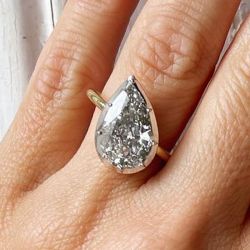 Two Tone Solitaire Pear Cut Engagement Ring