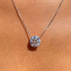 Classy Round Cut White Sapphire Pendant Necklace For Women
