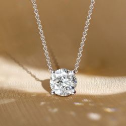 Classy Round Cut White Sapphire Pendant Necklace For Women