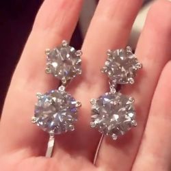 Classic Round Cut White Sapphire Drop Earrings