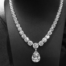Classic Pear & Round Cut White Sapphire Pendant Necklace