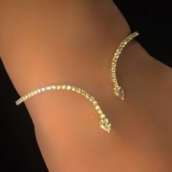 Golden Pear & Round Cut White Sapphire Open Bracelet