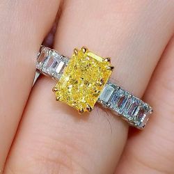 Two Tone Radiant Cut Yellow & White Sapphire Engagement Ring