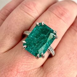 Classic Double Prong Radiant Cut Green Sapphire Engagement Ring