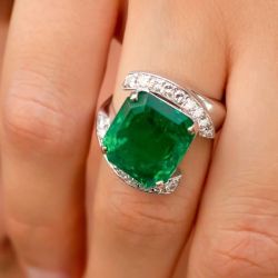 Elegant Asscher Cut Emerald Sapphire Engagement Ring