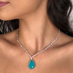 Fancy Pear Cut Blue Sapphire Pendant Necklace