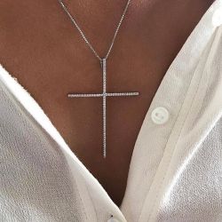 Classic Round Cut Cross Pendant Necklace