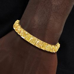 Fancy Radiant Cut Yellow Sapphire Tennis Bracelet For Men