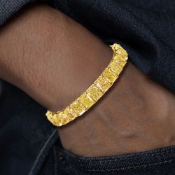 Fancy Radiant Cut Yellow Sapphire Tennis Bracelet For Men