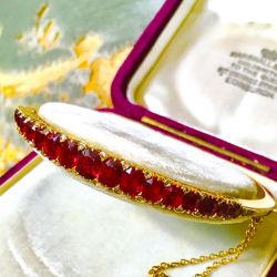 Golden Victorian Cushion Cut Ruby Sapphire Bracelet