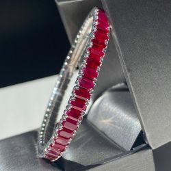 Fancy Emerald Cut Ruby Sapphire Tennis Bracelet