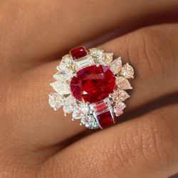 Vintage Oval Cut Ruby Sapphire Engagement Ring