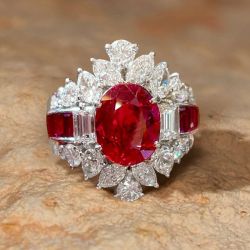 Vintage Oval Cut Ruby Sapphire Engagement Ring