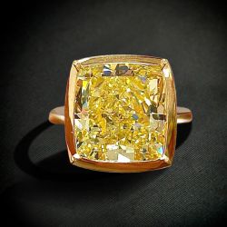 Fancy Golden Bezel Radiant Cut Yellow Sapphire Engagement Ring