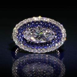 Two Tone Halo Oval Cut White Sapphire Engagement Ring For Women
