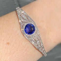 Dazzling Art Deco Round Cut Blue Sapphire Bracelet
