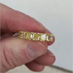 Fancy Golden Radiant Cut Yellow Sapphire Engagement Band For Women