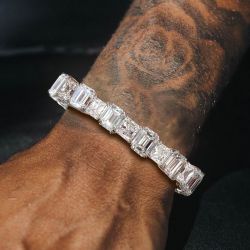 Unique Emerald & Radiant Cut Linear Tennis Bracelet For Men